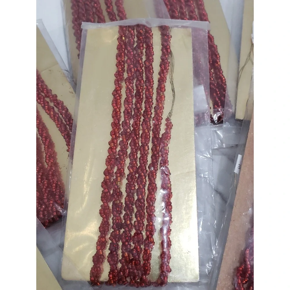 8‎ Packages Beaded Christmas Garland Red Miniature MADE IN INDIA Vintage Crafts